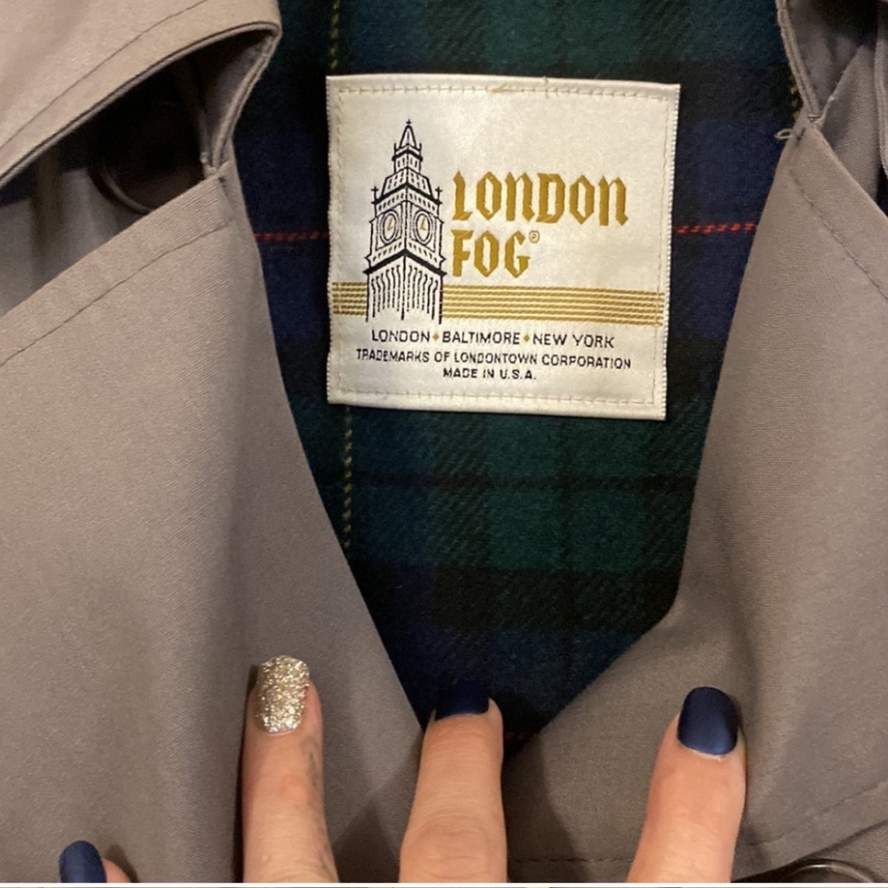 London Fog Grey Trench Coat - Picture 4 of 15